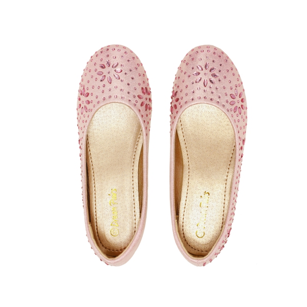 Girl's Comfortable Ballerina Flats - PINK SUEDE - 3